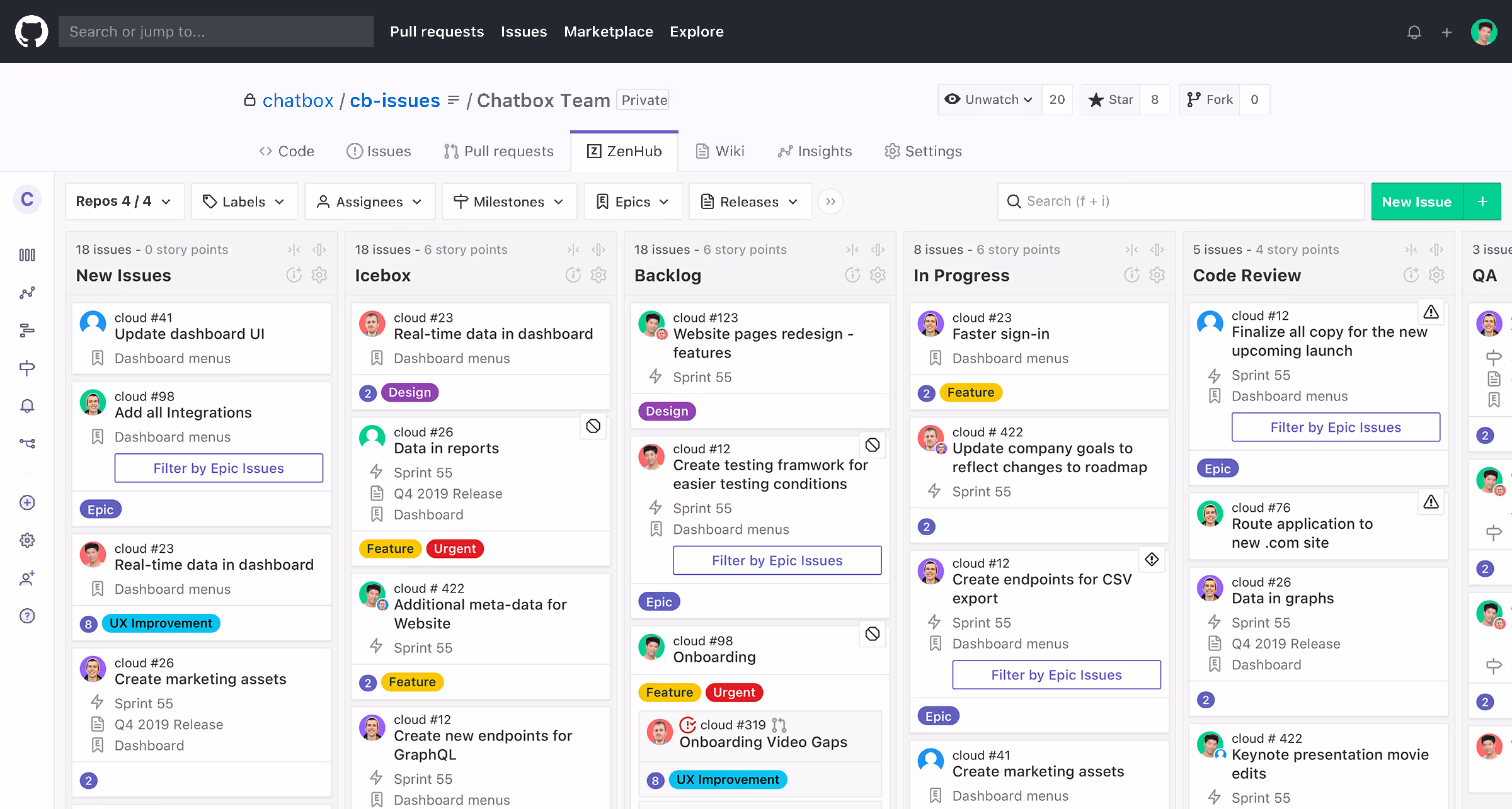 Zenhub browser extension screenshot