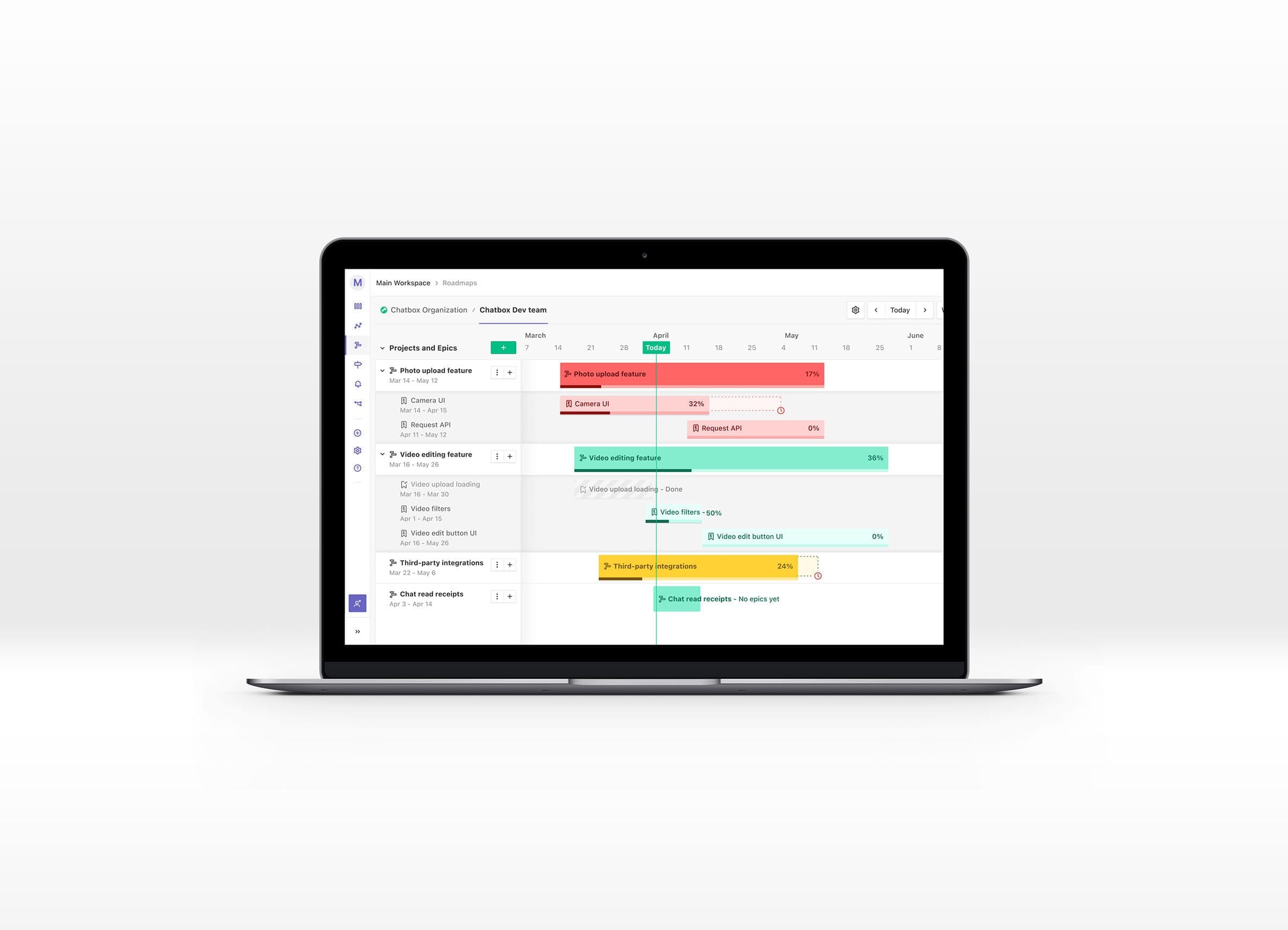 Zenhub roadmap on a laptop