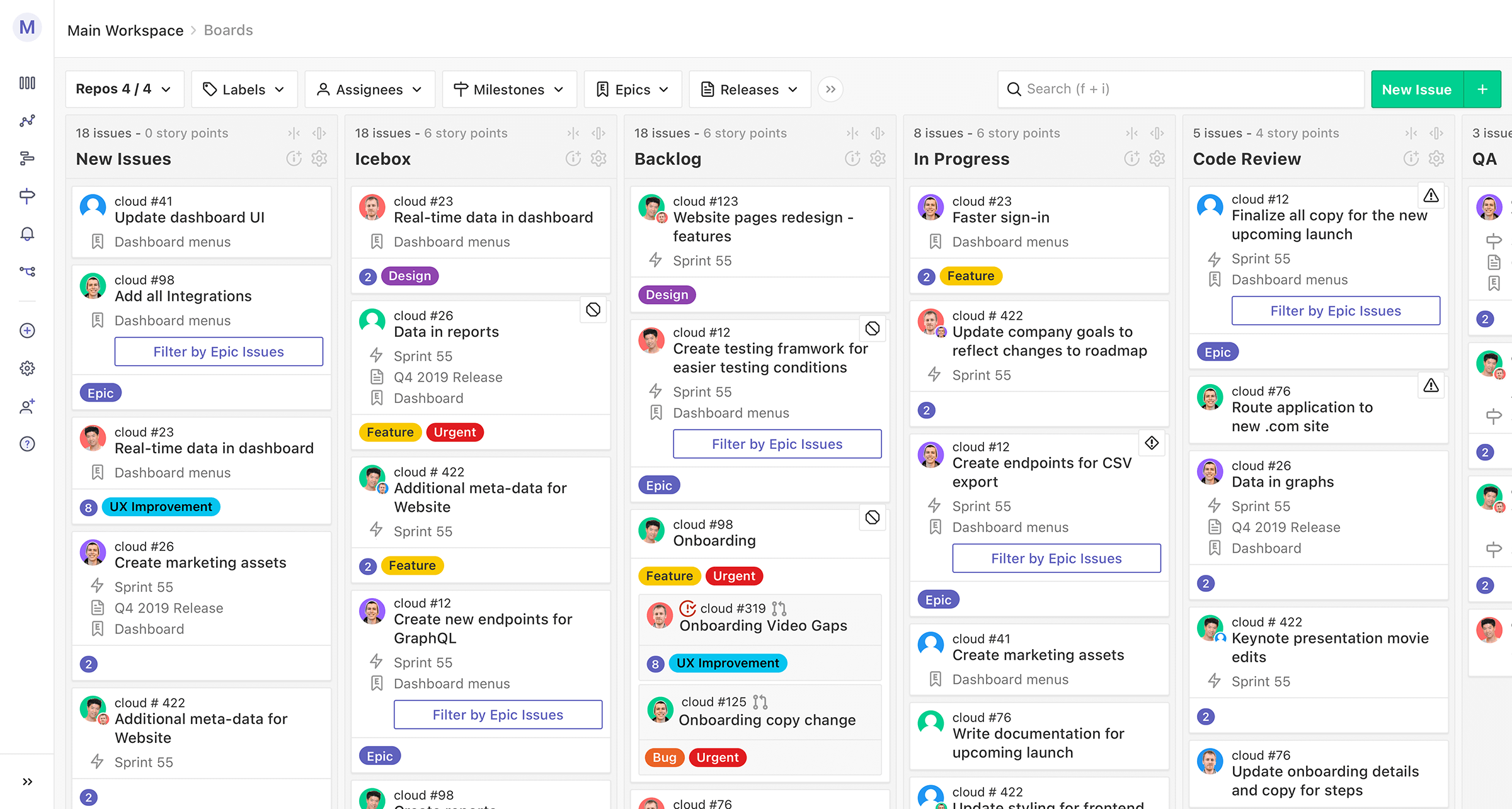 Zenhub board web app screenshot