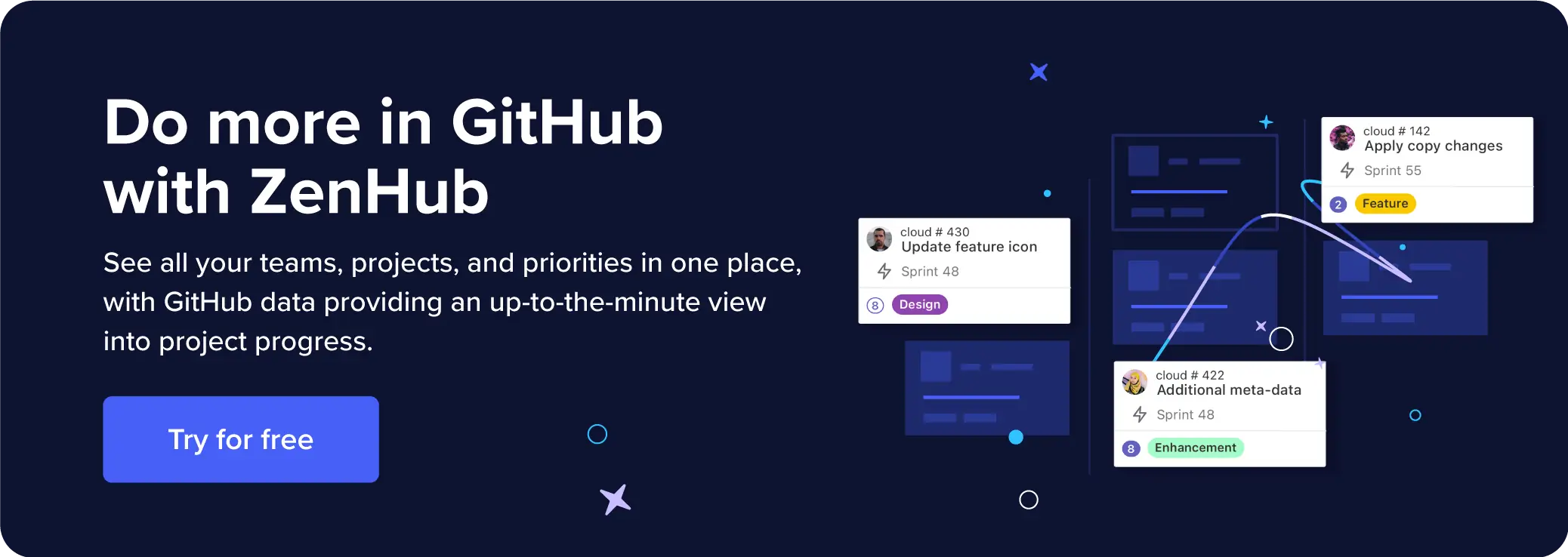 Describes how to use ZenHub with your GitHub data to see all your teams, projects, and priorities in one place.