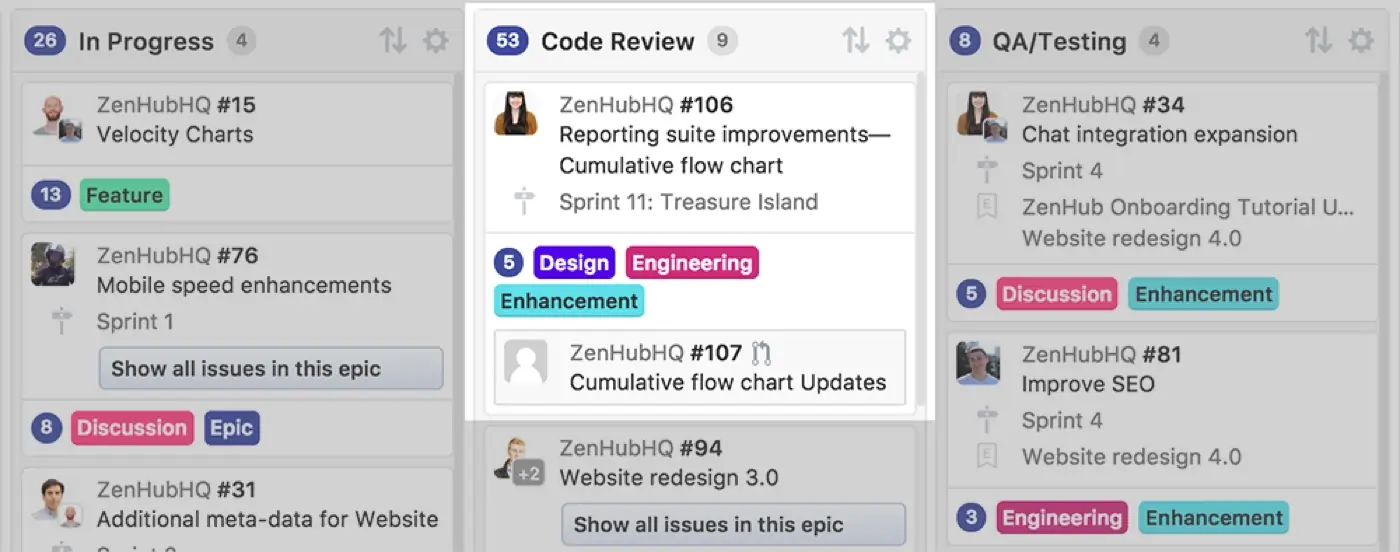 highlight on a Kanban board card highlighting an issue connection