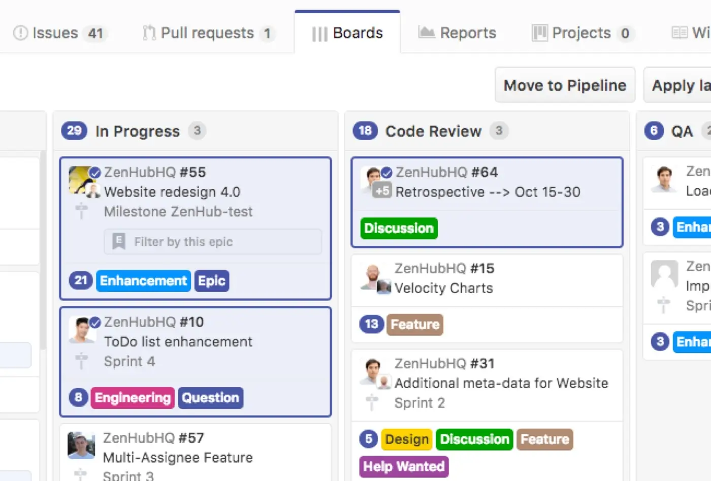 Bulk Actions exemplified in ZenHub