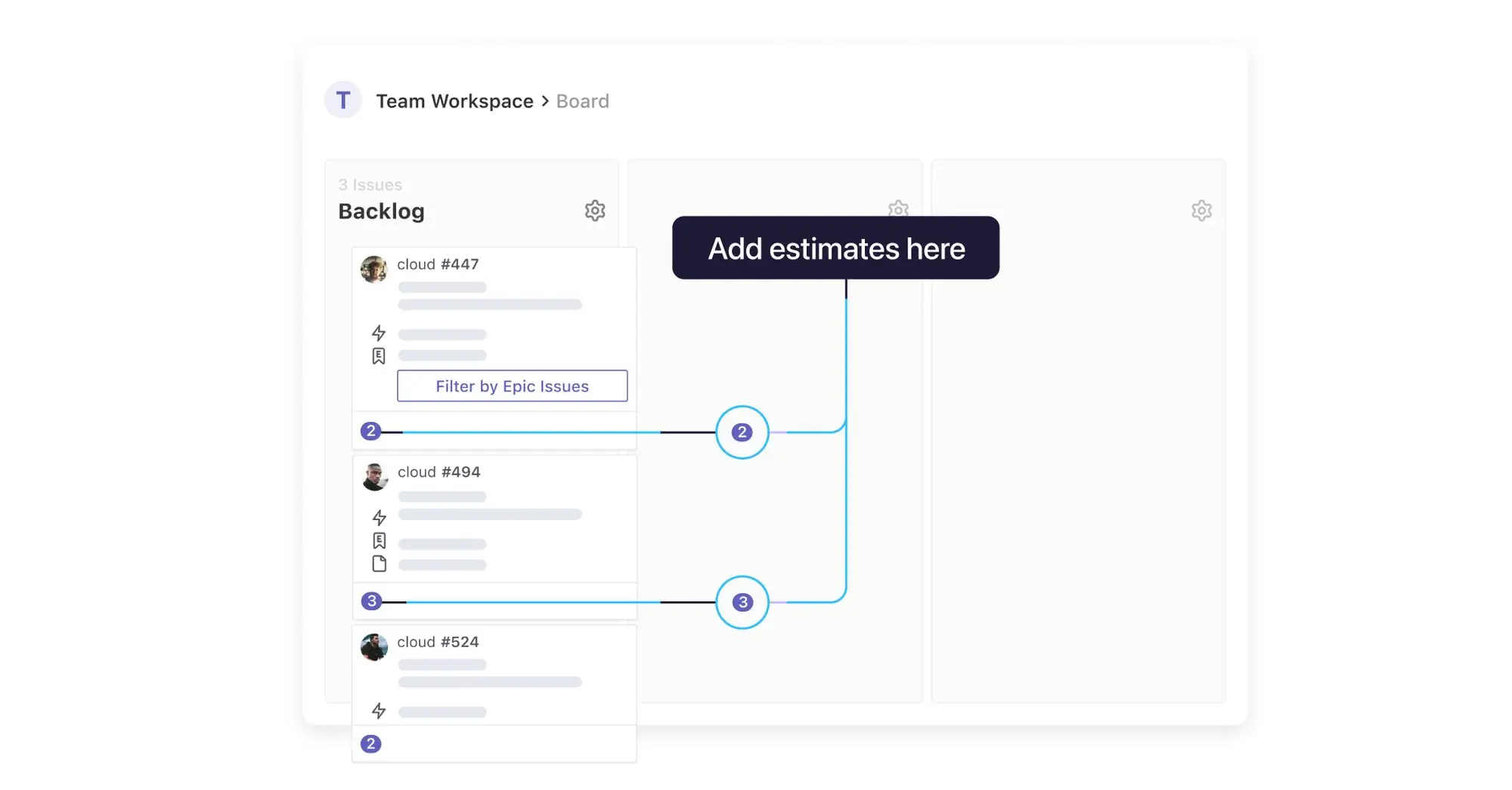 representation of where estimates can be added within a backlog in ZenHub