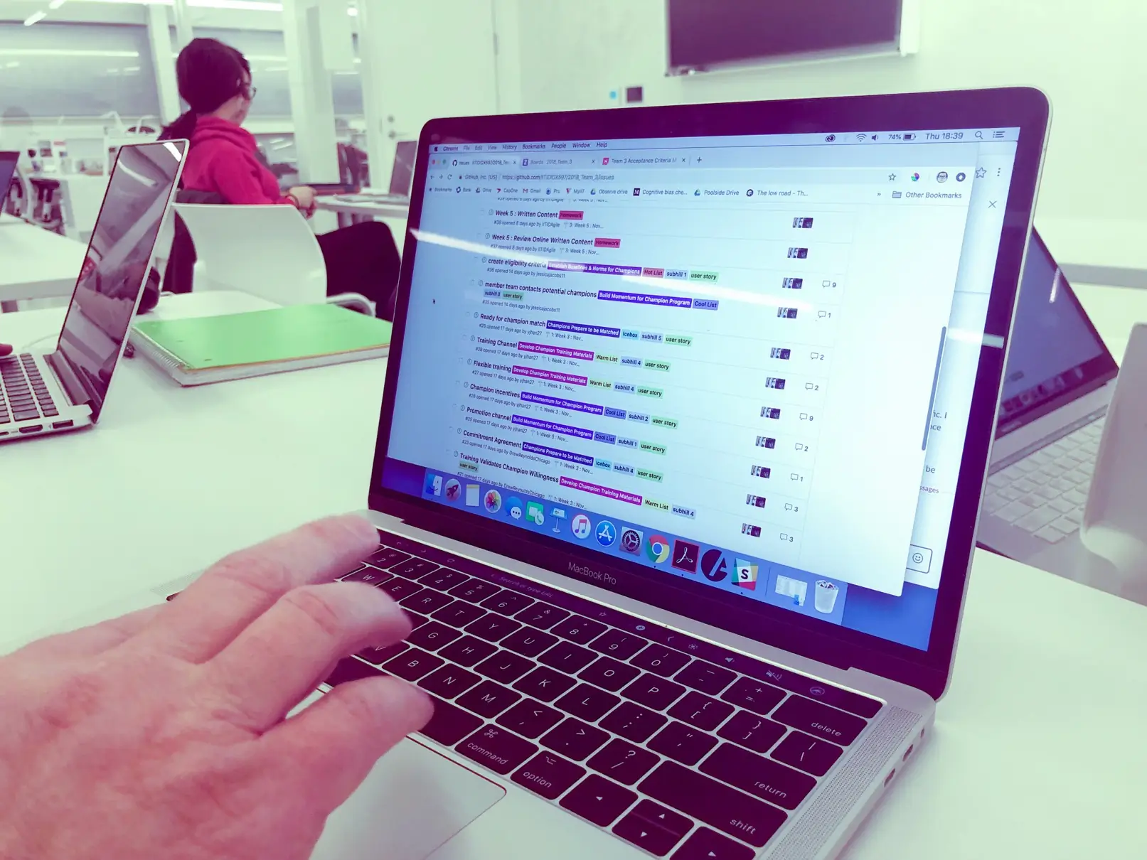 An ID team using GitHub to do their work and using tags to filter their backlog