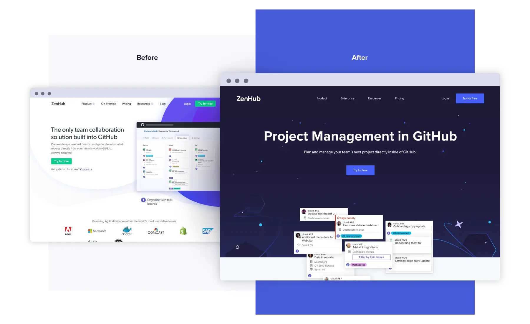 new branding examples for ZenHub