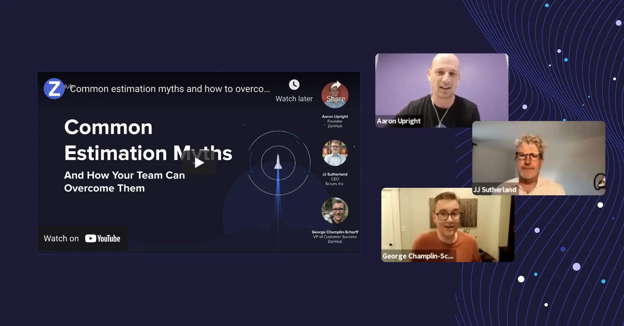 Screenshot of Aaron, JJ and George from the original webinar