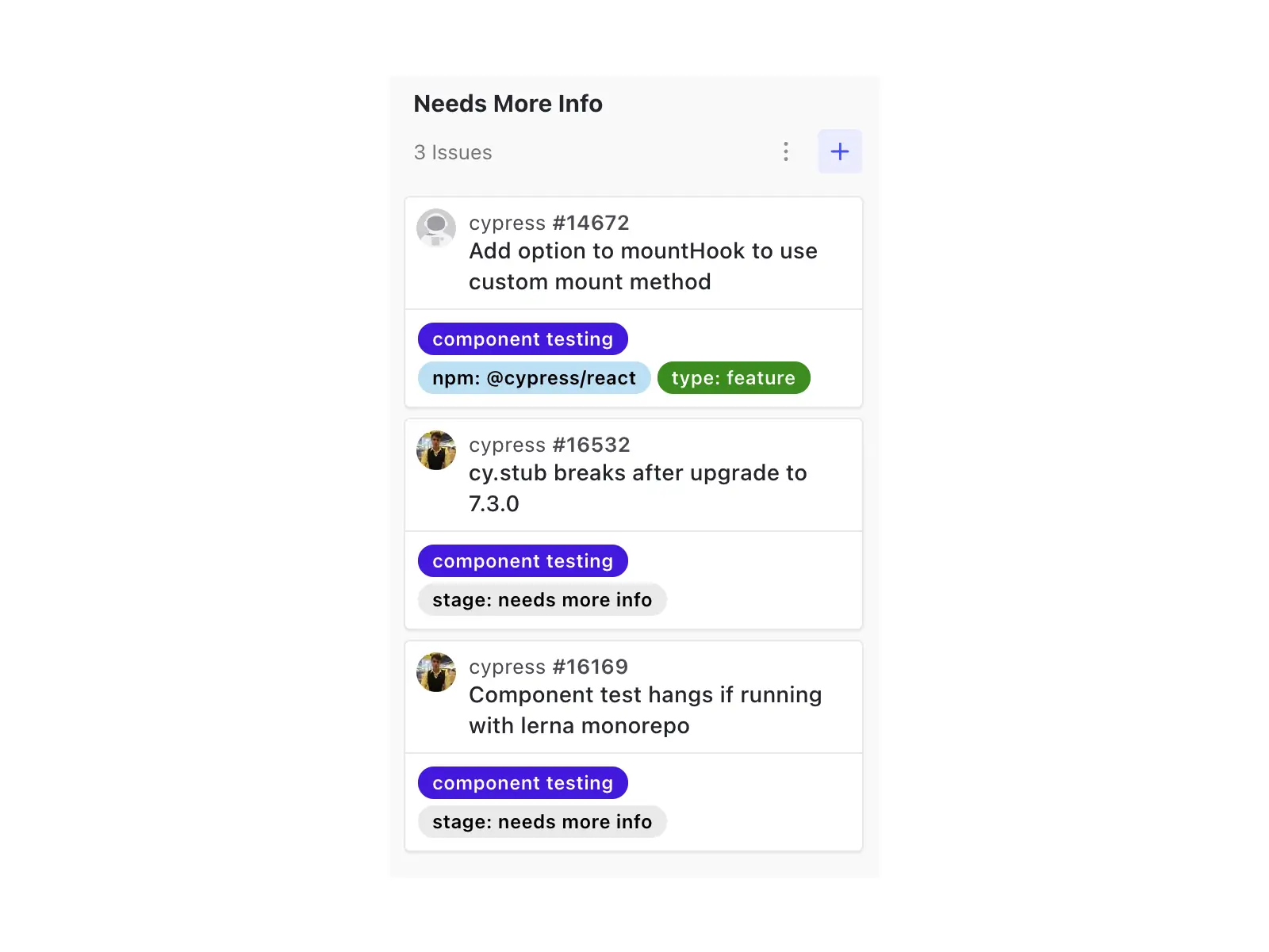 Cypress' "Need more info" pipeline