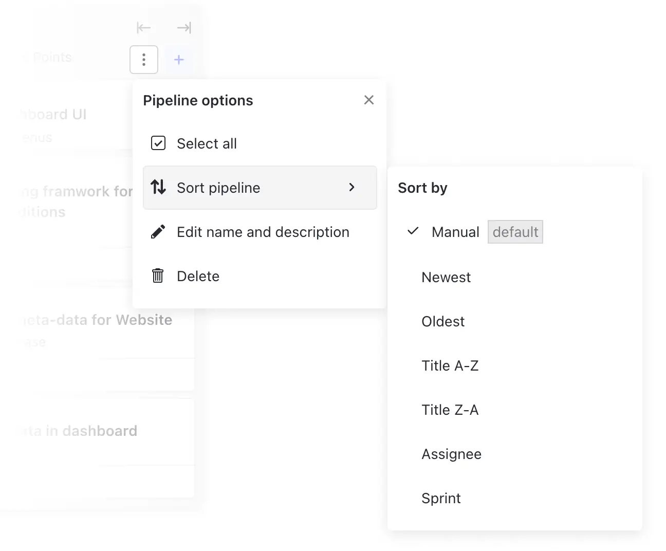 ZenHub's new pipeline sort options