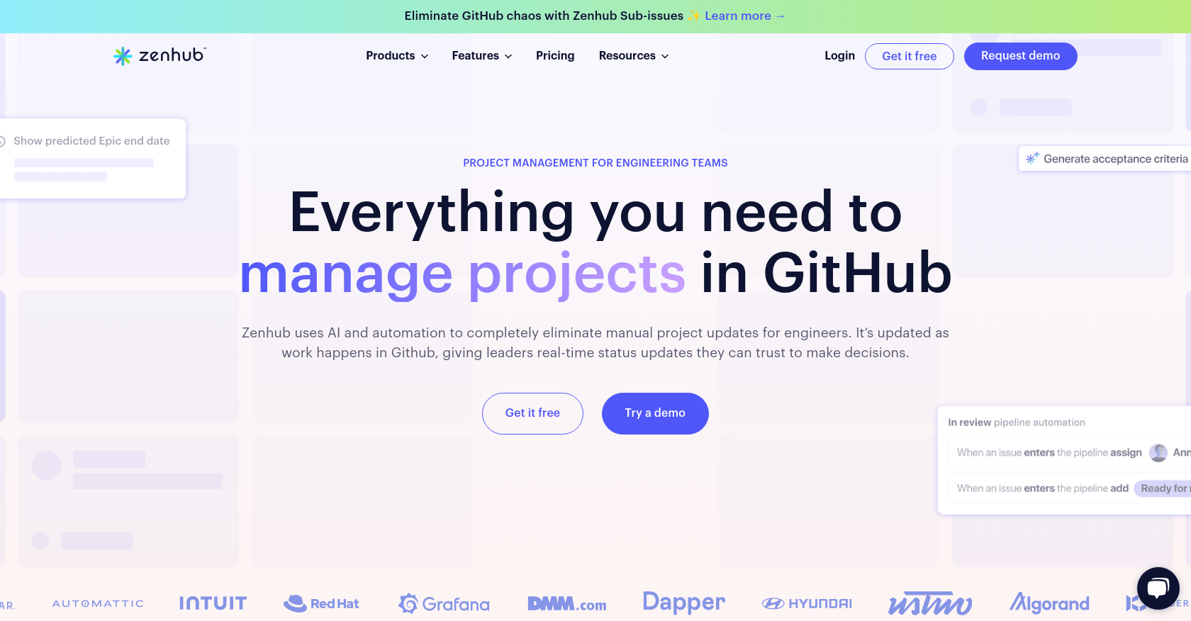 Zenhub Homepage