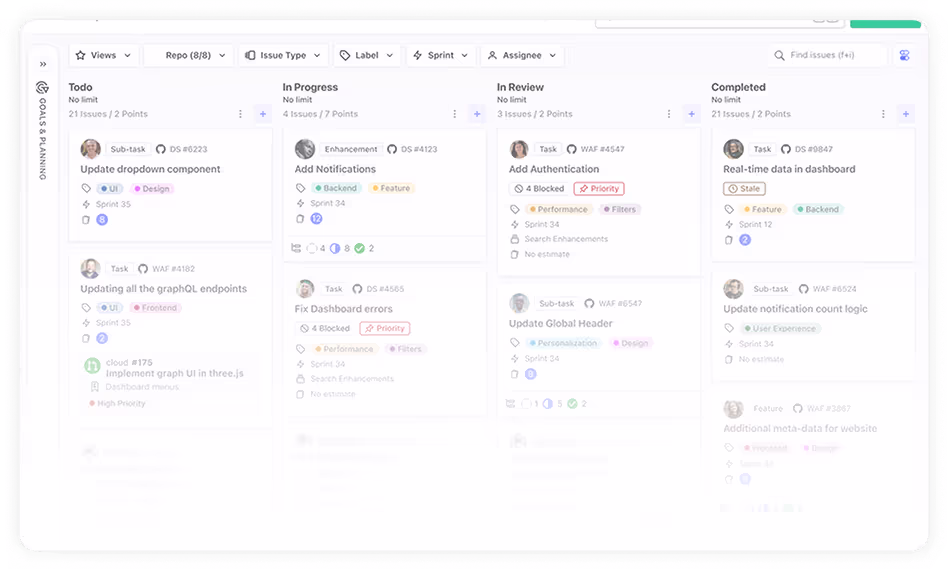 Zenhub workspace showing boards, sprints and reporting